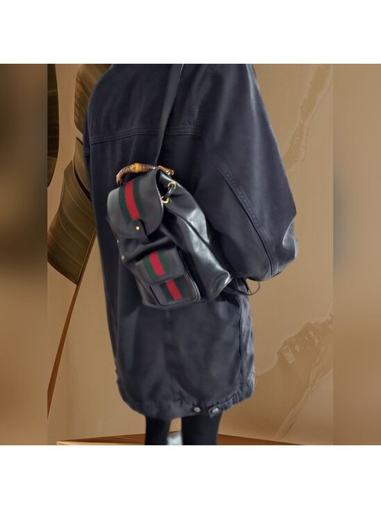 Gucci Handbags - Vintage Gucci Mini Leather Backpack Bamboo Handle